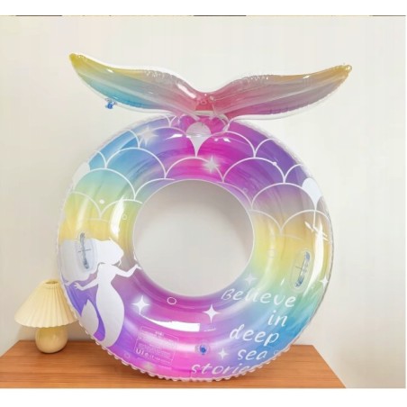 Dziecięce koło do pływania 60 cm / Syreni ogon / Tęczowe / 3–6 lat