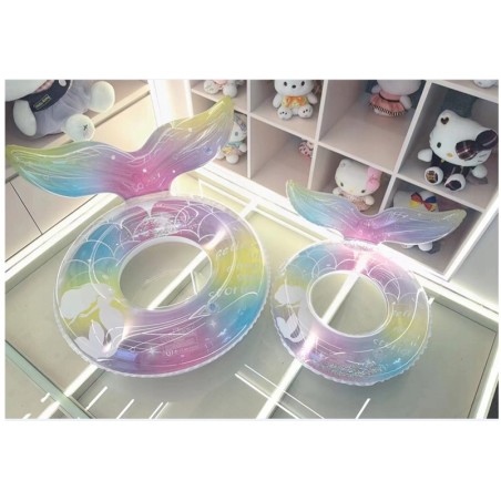 Dziecięce koło do pływania 60 cm / Syreni ogon / Tęczowe / 3–6 lat