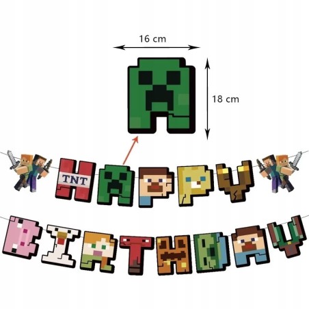 Girlanda Minecraft / Baner Urodzinowy / Happy Birthday
