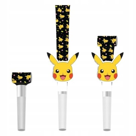 Gwizdek urodzinowy z motywem / Gwizdki zwijane Pokemon / Pikachu 8 szt