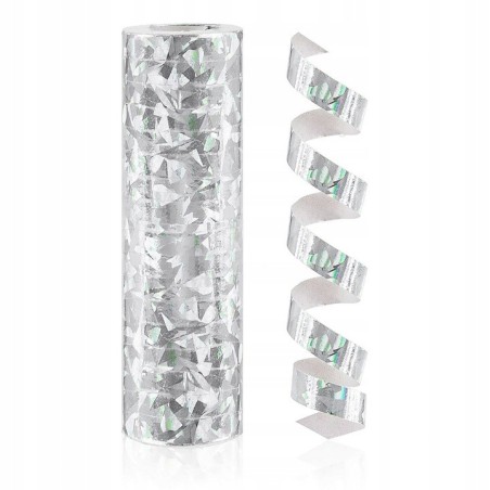 Srebrna serpentyna holograficzna 4m dekoracja na impreze 10 szt ( Ro