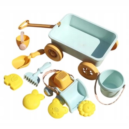 Zestaw Zabawek na Plaze z Wozkiem Foremki, Lopatka, Wiaderko Dla Mal