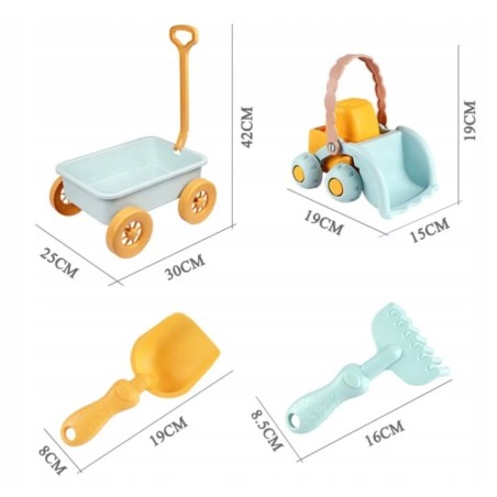 Zestaw Zabawek na Plażę z Wózkiem - Foremki, Łopatka, Wiaderko Dla Malucha