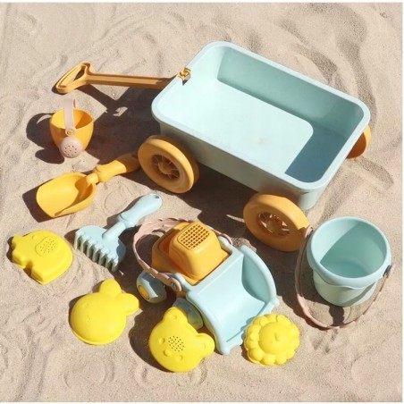 Zestaw Zabawek na Plażę z Wózkiem - Foremki, Łopatka, Wiaderko Dla Malucha