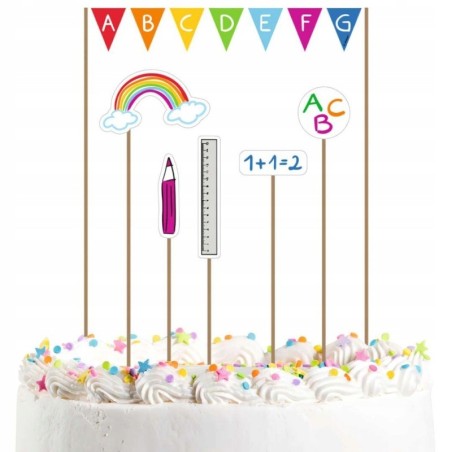 Topper na tort Alfabet / Szkola / 20 x 15 cm / Urodziny / Dekoracja 