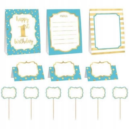 Dekoracja bufetowa niebieska / 12 elementow / Roczek / Chlopiec