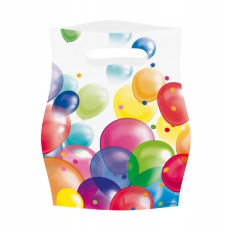 Prezentowe torebki urodzinowe /balony/ foliowe woreczki na upominki 8 sztuk