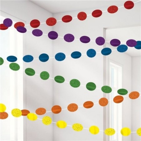 Dekoracja papierowa gilarda z brokatowych kółek kropek 6 sznurków po 213 cm