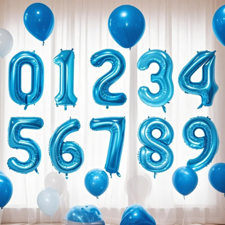 Balon Foliowy Na Hel CYFRA - 3 kolor NIEBIESKI - 80CM
