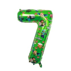 Balon 7 Urodziny Cyfra Siedem Foliowy Zielony 100 cm Minecraft