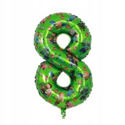 Balon 8 Urodziny Cyfra Osiem Foliowy Zielony 100 cm Minecraft