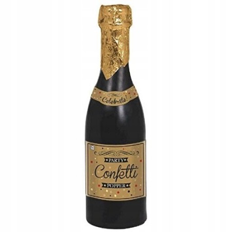 Party Popper – DUŻA Butelka Szampana BLACK/GOLD z Konfetti, efekt POWITANIE