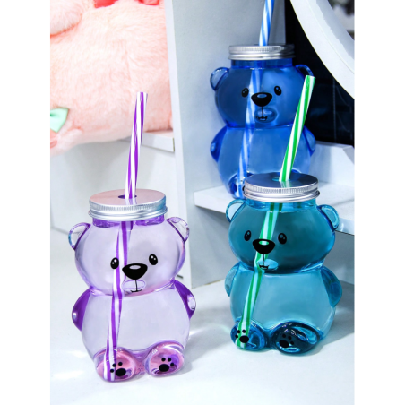 Butelka na wodę Kubek ze słomką dla dzieci MIŚ 300 ml Turkusowy