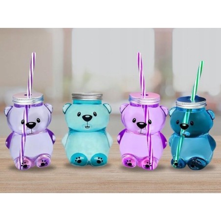 Butelka na wodę Kubek ze słomką dla dzieci MIŚ 300 ml Turkusowy