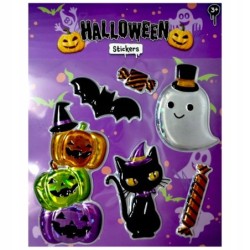 Naklejki Halloween Wypukłe Holograficzne Duch Kot...
