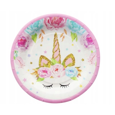 Talerzyki Papierowe JEDNOROZEC sr. 18cm 16szt