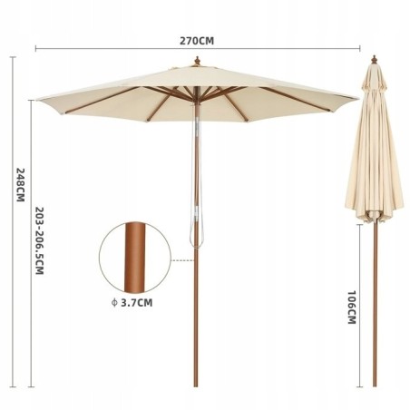 Parasol klasyczny Costway beżowy 270...