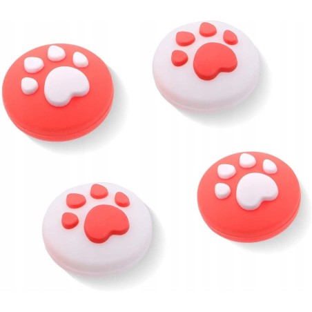 Gumki Nakladki na analog NINTENDO Switch LAPKI Bialy, Czerwony 4x
