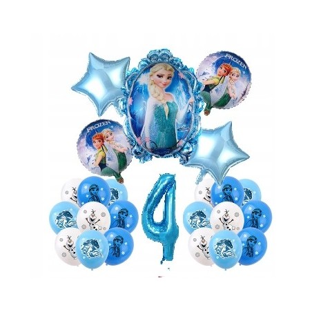 Balony na 4 URODZINY Zestaw KRAINA LODU 24szt
