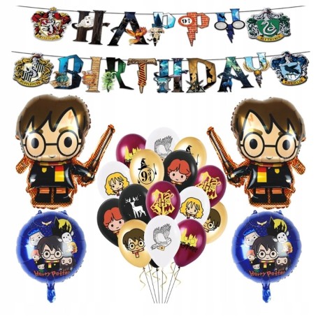Balony na URODZINY Zestaw + Baner HARRY POTTER 16szt