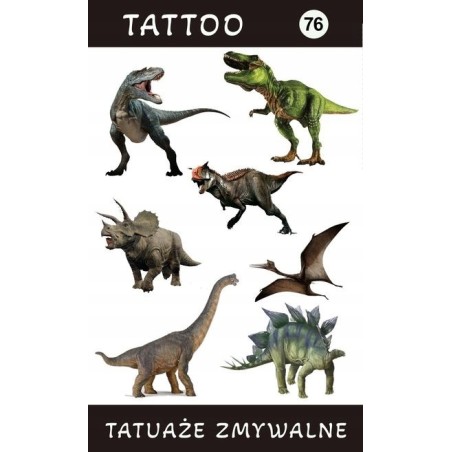 Przepiekny Zestaw Tatuazy Zmywalnych Dla Dzieci Dinozaury