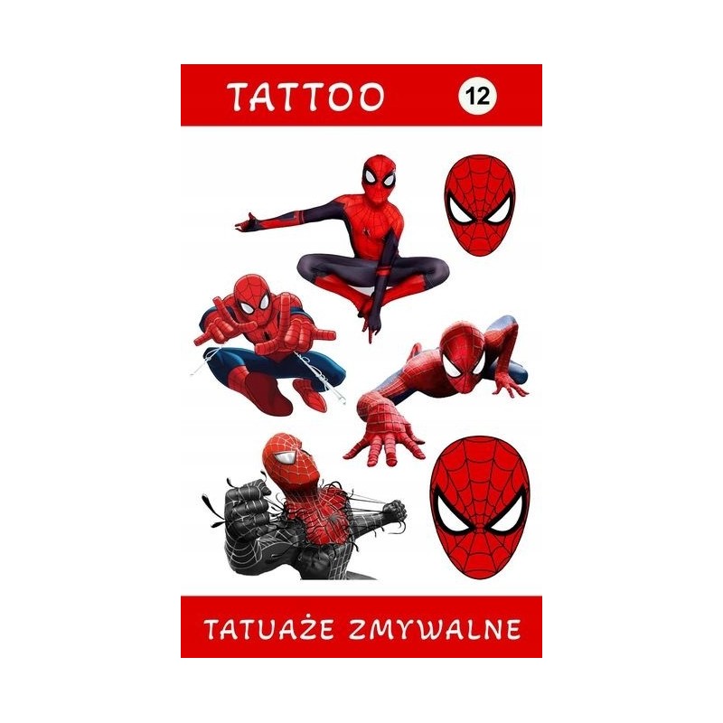 Przepiękny Zestaw Tatuaży Zmywalnych Dla Dzieci Spider-man