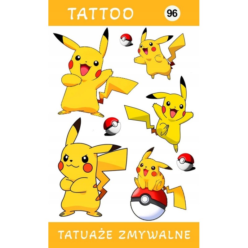 Tatuaż Zmywalny Pokemon Przepiękny Zestaw dla Dzieci