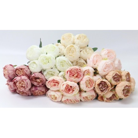 Bukiet Piwonia Biała / Peonia White / 7 Kwiatów / Duże Pąki jak Żywe