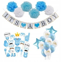 Baby Shower Zestaw Dekoracyjny Urodziny Dziecka Fotobudka Boy Chlopi