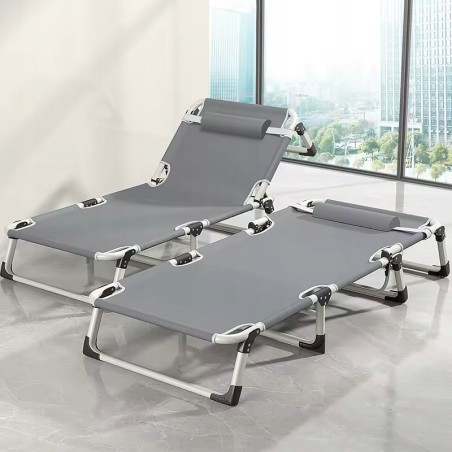 LEŻAK ogrodowy SZARY fotel PLAŻOWY tarasowy składany 190x74x30 cm