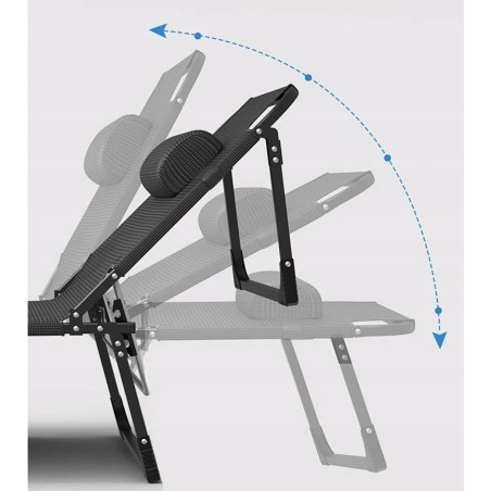 LEŻAK ogrodowy CZARNY fotel PLAŻOWY tarasowy składany 190x74x30 cm