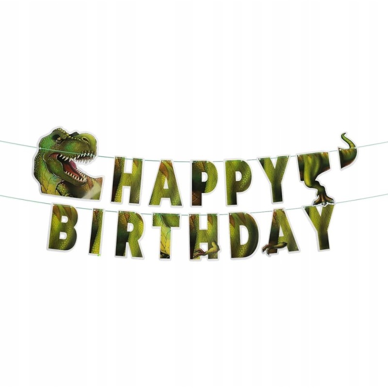 Girlanda Świat Dinozaurów T-Rex Baner Urodzinowy Happy Birthday 180cm