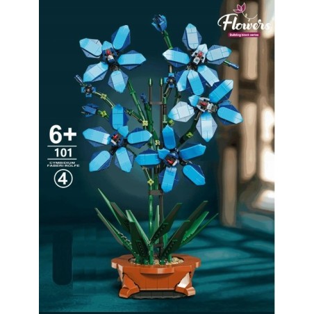 Klocki Konstrukcyjne Orchidea o Kwiecie Lotosu / Kolor Niebieski / 927 el.