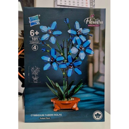 Klocki Konstrukcyjne Orchidea o Kwiecie Lotosu / Kolor Niebieski / 927 el.