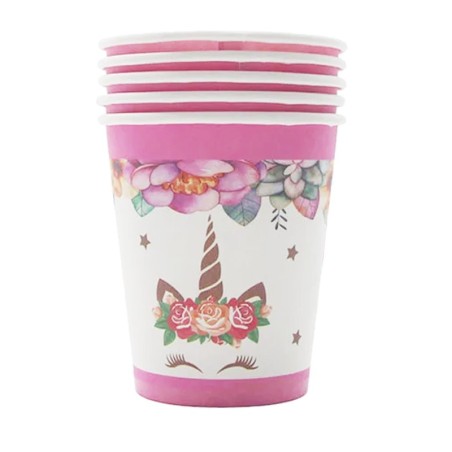 Papierowe Kubki urodzinowe JEDNOROŻEC 10szt