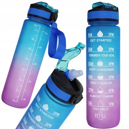 Bidon Motywacyjny 1000 ml Sportowy 1L / Butelka na Wodę / Podziałka+Gratis