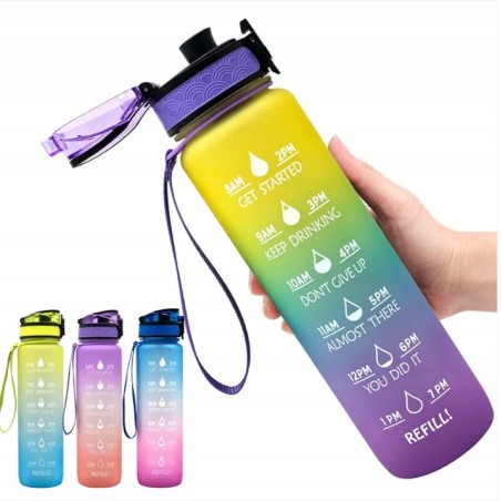 Bidon Motywacyjny 1000 ml Sportowy 1L / Butelka na Wodę / Podziałka+Gratis