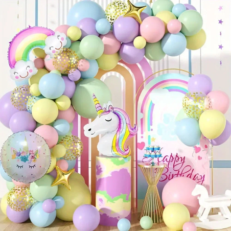 Balony na 1 URODZINY JEDNOROŻEC Zestaw 6 Balonów Foliowych Cyfra 1 - 70cm