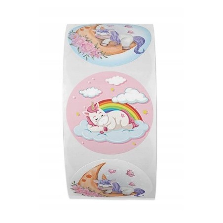 Naklejki okrągłe Jednorożec VintageSticker Etykieta Dekoracyjna 500 szt