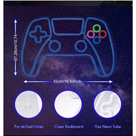 Lampka Neon Pad Joystick Playstation 5 / PS5 / Duża 28cm*42cm