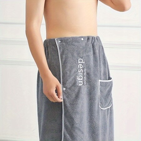 Ręcznik kąpielowy szlafrok szybkoschnący z zapięciem i kieszenią 70x140cm