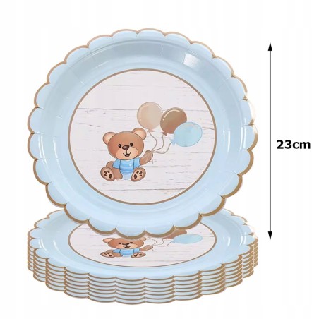 Talerzyki Jednorazowe MIŚ talerze papierowe URODZINY 23cm 10szt