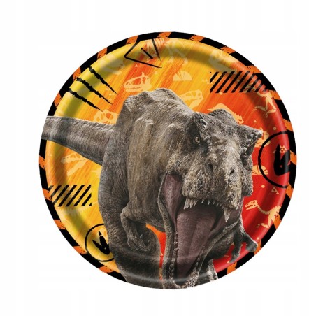 Talerzyki Jednorazowe DINOZAUR Jurrasic URODZINY papierowe DUŻE 23cm 8szt