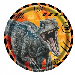 Talerzyki Jednorazowe DINOZAUR Jurrasic talerze papierowe 18cm 8szt 2