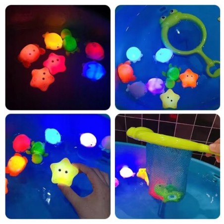 Zabawki do kąpieli LED dla niemowląt - Kolorowe wodoodporne lampki do wanny