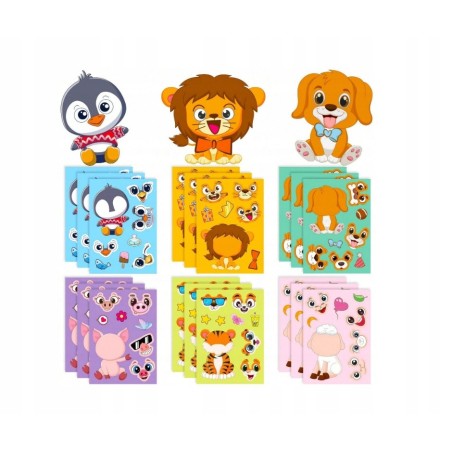 Wyklejanka manualna dla dzieci Zwierzeta Naklejka Naklejki 6 Arkuszy