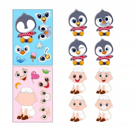 Wyklejanka manualna dla dzieci Zwierzęta Naklejka Naklejki 6 Arkuszy