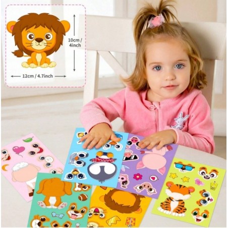 Wyklejanka manualna dla dzieci Zwierzęta Naklejka Naklejki 6 Arkuszy