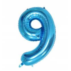 Balon Foliowy Na Hel CYFRA 9 kolor NIEBIESKI 80CM