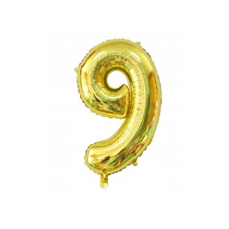 Balon Foliowy Na Hel CYFRA 9 kolor ZLOTY 80CM